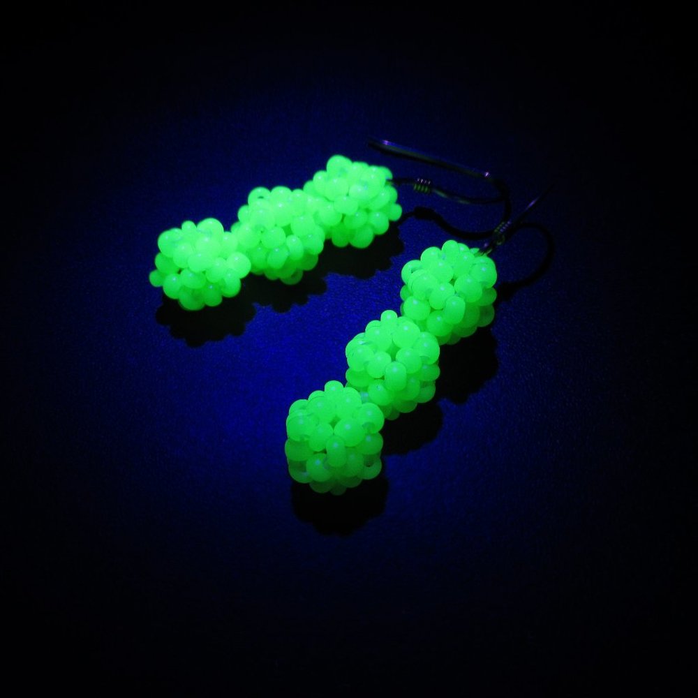 Uranium glass beaded bead earrings